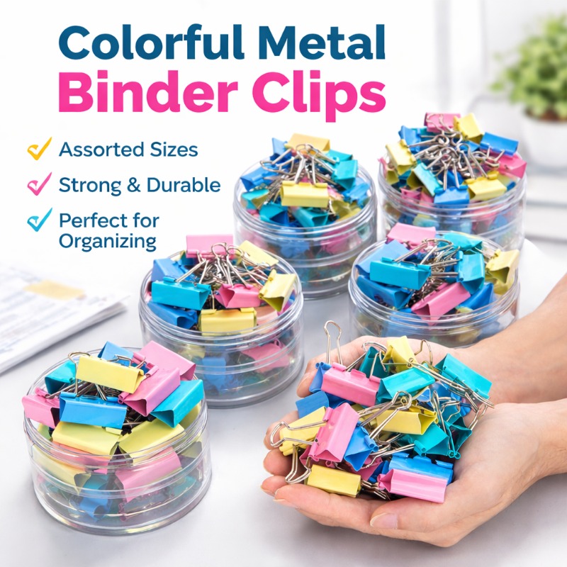 Office Stationery And Supply - 40PCS/Set Klip Binder Logam Panjang Berwarna-warni,
