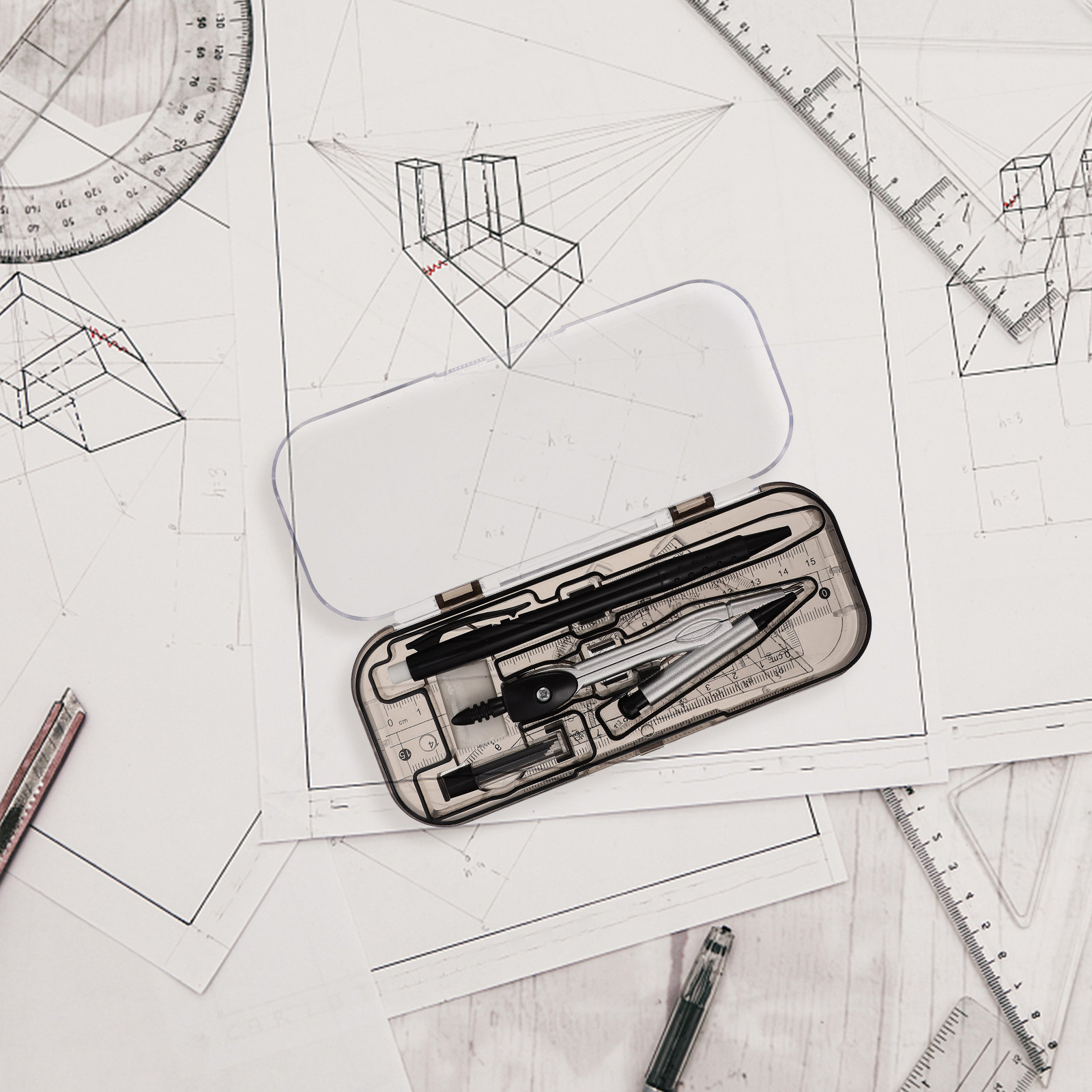 1Set Alat Gambar Multifungsi K - Compass Geometry Set ulasan dan harga